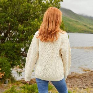 Merino Wool Aran Sweater: Traditional Irish Fisherman Knit