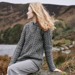 Merino Wool Hooded Aran Cardigan: Traditional Irish Knitwear
