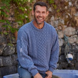 Men's Merino Wool Aran Sweater: Traditional Irish Fisherman Knit