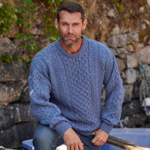 Men's Merino Wool Aran Sweater: Traditional Irish Fisherman Knit