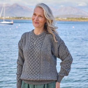 Merino Wool Aran Sweater: Traditional Irish Knit Fisherman Sweater