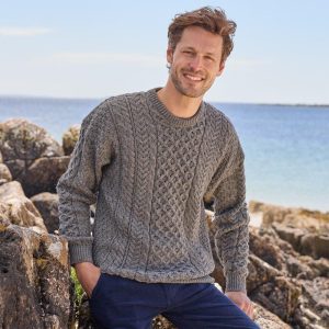 Men's Merino Wool Aran Sweater: Traditional Irish Fisherman Knit