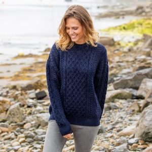 Merino Wool Aran Sweater: Traditional Irish Fisherman Knit