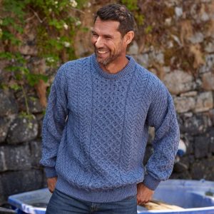 Men's Merino Wool Aran Sweater: Traditional Irish Fisherman Knit
