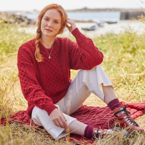 Merino Wool Aran Sweater: Traditional Irish Knit Fisherman Sweater