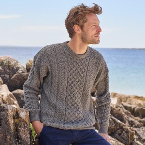Men's Merino Wool Aran Sweater: Traditional Irish Fisherman Knit