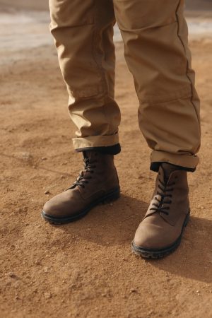 Vintage Brown & Black Crazy Horse Leather Boots – Handmade Herren Stiefeletten Mit Thermorubber-sohle