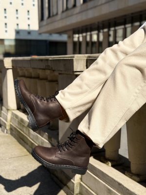 Handmade Crazy Horse Leather Ankle Boots: Unisex Vintage Style