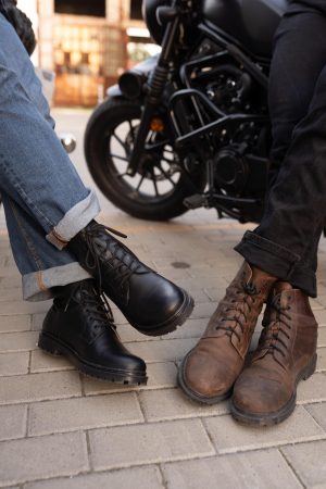 Men’s Leather Motorcycle Boots: Black Or Brown Crazy Horse Biker Riding Boots, Motorradstiefel Herren