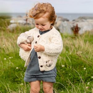 Hand Knit Merino Wool Baby Cardigan: Aran Sweater With Sheep