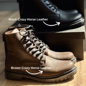 Handmade Crazy Horse Leather Ankle Boots: Unisex Vintage Style