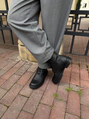 Vintage Brown And Black Crazy Horse Leather Boots: Men’s Ankle Boots, Thermorubber Sole