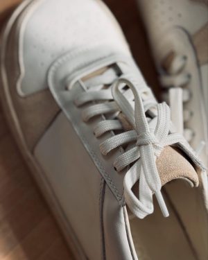 Beige Leather Barefoot Sneakers: Wide Toe Box, Foot-shaped Shoes