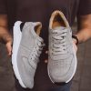 Handmade Suede Men Leather Sneakers: Grey & Brown Lace-up Casual Shoes