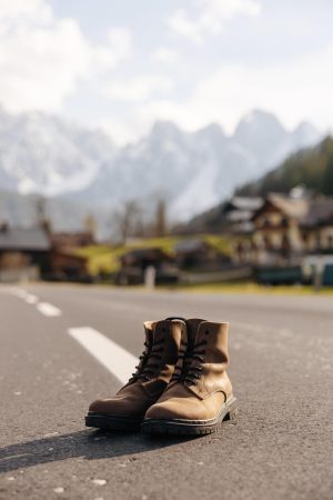 Genuine Leather Combat Boots Men, Handmade Brown Ankle Boots, Work Hiking Shoes