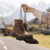 Genuine Leather Combat Boots Men, Handmade Brown Ankle Boots, Work Hiking Shoes