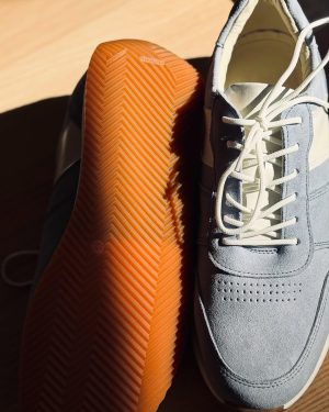 Handmade Retro Light Blue Suede Sneakers: Women's Leather Casual Shoes