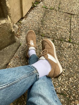 Retro Brown Suede Shoes, Handmade Women's Casual Sneakers, Lace Up Walking Shoes