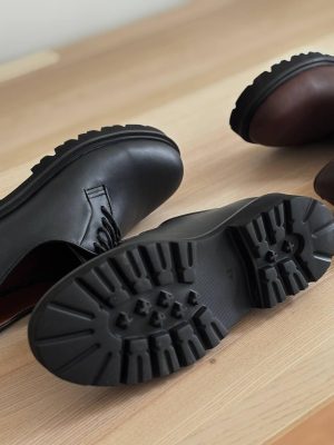 Handcrafted Leather Derby Shoes: Men's Black & Brown Casual Dress Shoes