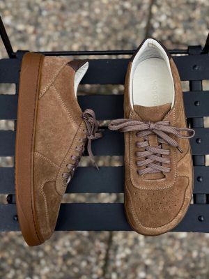 Brown Suede Barefoot Sneakers, Wide Toe Box Zero Drop Shoes For Men & Women