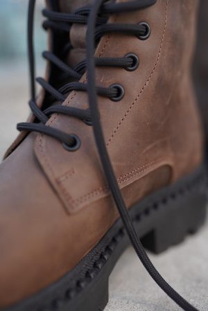 Handmade Leather Ankle Boots - Vintage Brown Lace-up Walking Boots