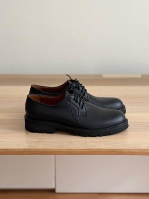 Handcrafted Leather Derby Shoes: Men's Black & Brown Casual Dress Shoes