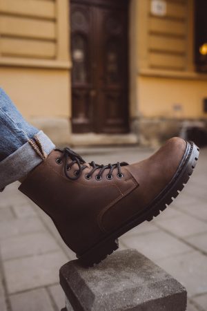 Vintage Black And Brown Leather Boots: Men’s Ankle Boots, Thermorubber Sole